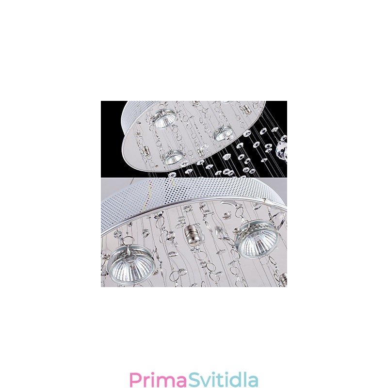Křišťálové závěsné světlo Lustrové osvětlení 5 světel Silver Canpoy Clear K9 Crystal Helix Stropní lampy
