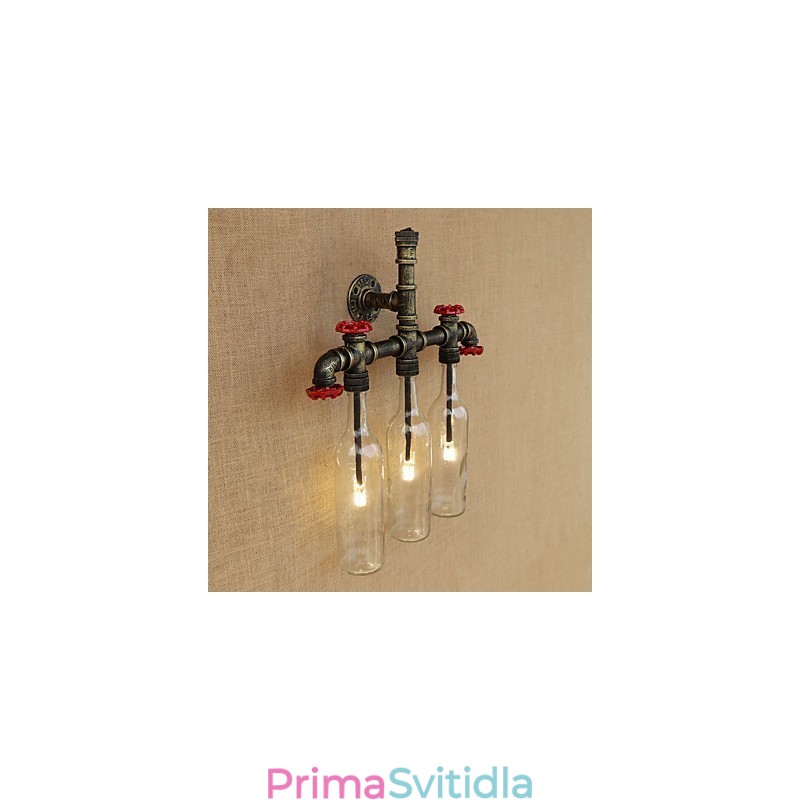 Vintage venkovské starožitné bronzové nástěnné svítidlo s okolním osvětlením