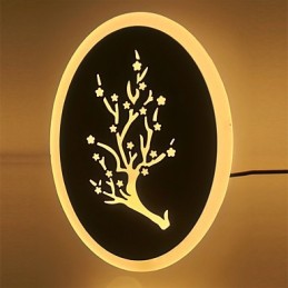 Švestkové vyřezávané akrylové drhnutí Nástěnné světlo Kulatý tvar Noční lampa Chodba Světla Teplá bílá AC220V