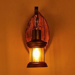 Nástěnná nástěnná lampa s jednou hlavou industriální vintage retro dřevěná barva na kov pro dekoraci nástěnného svítidla Home Hotel Corridor