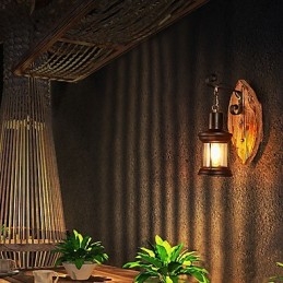 Nástěnná nástěnná lampa s jednou hlavou industriální vintage retro dřevěná barva na kov pro dekoraci nástěnného svítidla Home Hotel Corridor