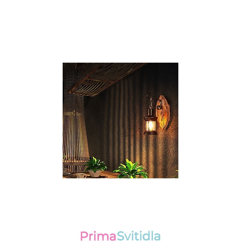 Nástěnná nástěnná lampa s jednou hlavou industriální vintage retro dřevěná barva na kov pro dekoraci nástěnného svítidla Home Hotel Corridor