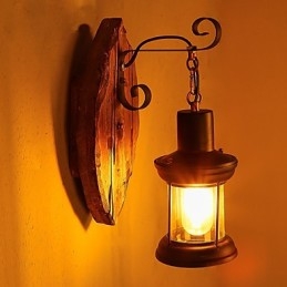Nástěnná nástěnná lampa s jednou hlavou industriální vintage retro dřevěná barva na kov pro dekoraci nástěnného svítidla Home Hotel Corridor