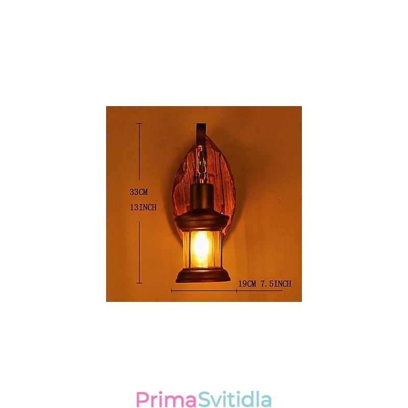 Nástěnná nástěnná lampa s jednou hlavou industriální vintage retro dřevěná barva na kov pro dekoraci nástěnného svítidla Home Hotel Corridor