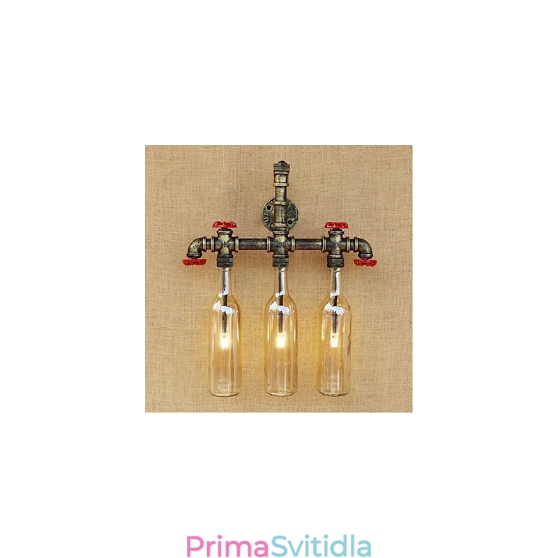 Retro průmyslový spínač větru Nástěnná lampa Láhev na vodu Nástěnné světlo Jantarové