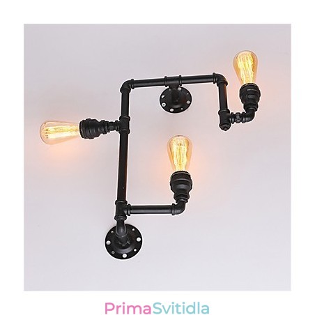 Vintage Industrial Pipe Nástěnná světla Černá kreativní světla Restaurace Kavárna Bar Dekorační osvětlení se 3 světlými lakovanými povrchy Vintage Industrial Pipe Nástěnná světla Černá kreativní světla Restaurace Kavárna Bar Dekorační osvětlení se 3 světlými lakovanými povrchy