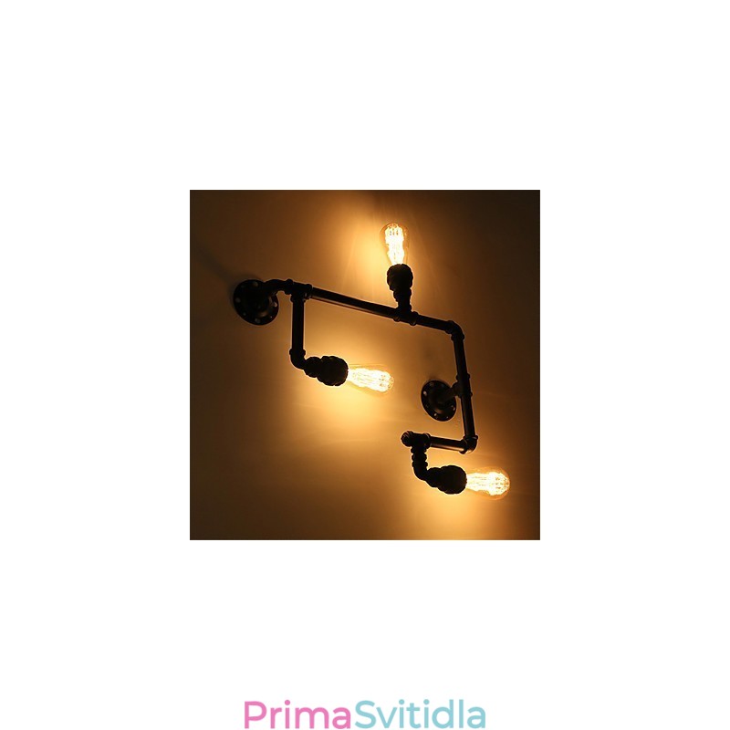 Vintage Industrial Pipe Nástěnná světla Černá kreativní světla Restaurace Kavárna Bar Dekorační osvětlení se 3 světlými lakovanými povrchy
