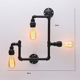 Vintage Industrial Pipe Nástěnná světla Černá kreativní světla Restaurace Kavárna Bar Dekorační osvětlení se 3 světlými lakovanými povrchy