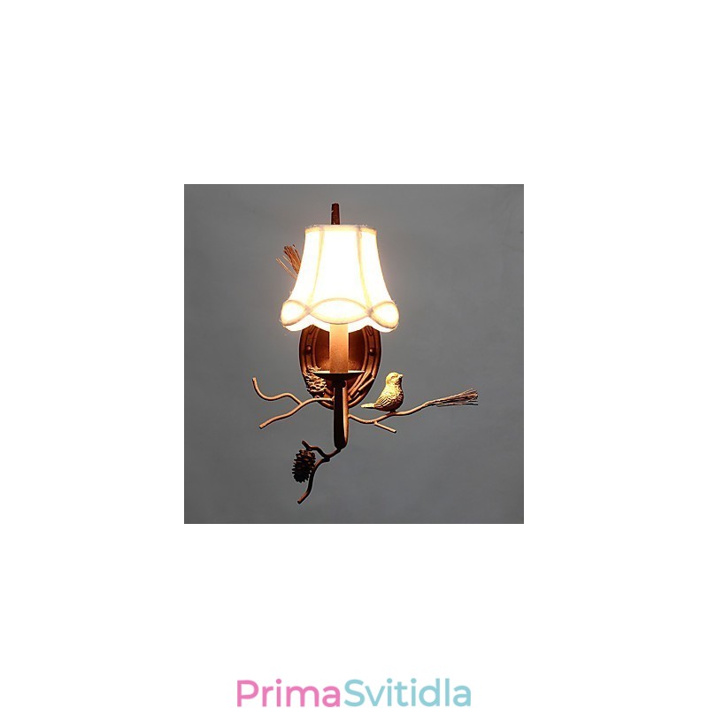 Severoamerický vintage kov s pryskyřičným ptákem a borovým kuželem Nástěnná lampa vhodná do obývacího pokoje Nástěnné svítidlo do jídelny
