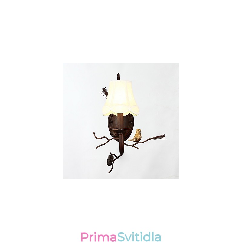 Severoamerický vintage kov s pryskyřičným ptákem a borovým kuželem Nástěnná lampa vhodná do obývacího pokoje Nástěnné svítidlo do jídelny