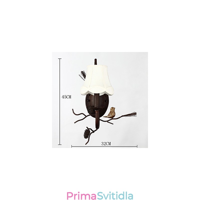Severoamerický vintage kov s pryskyřičným ptákem a borovým kuželem Nástěnná lampa vhodná do obývacího pokoje Nástěnné svítidlo do jídelny