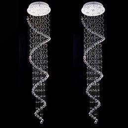 Křišťálové závěsné světlo Lustrové osvětlení 5 světel Silver Canpoy Clear K9 Crystal Helix Stropní lampy