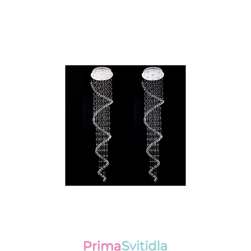 Křišťálové závěsné světlo Lustrové osvětlení 5 světel Silver Canpoy Clear K9 Crystal Helix Stropní lampy
