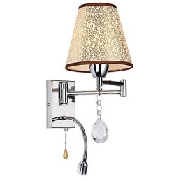 Nástěnná lampa do ložnice Lampa na čtení Látková lampa Moderní moderní venkovský chrom Funkce pro křišťálové otočné rameno