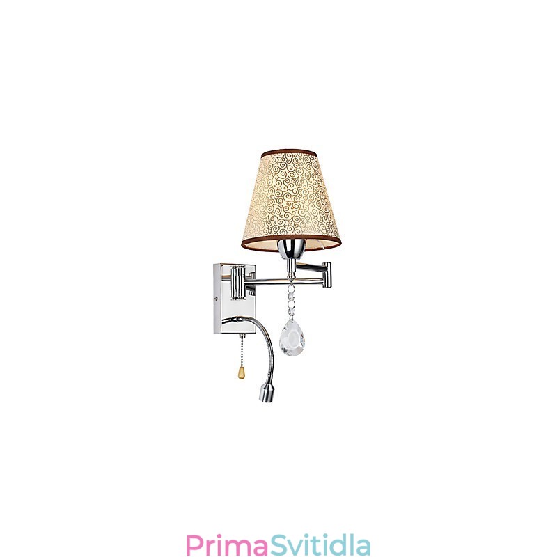 Nástěnná lampa do ložnice Lampa na čtení Látková lampa Moderní moderní venkovský chrom Funkce pro křišťálové otočné rameno