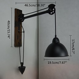 Nástěnné svítidlo v americkém venkovském stylu retro kreativní Nástěnné svítidlo s dřevěnou kladkou