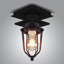 Retro kovaná nástěnná lampa Jednohlavá starožitná připomínaná lampa Loft American Iron Vintage Small Cages Stropní lampa
