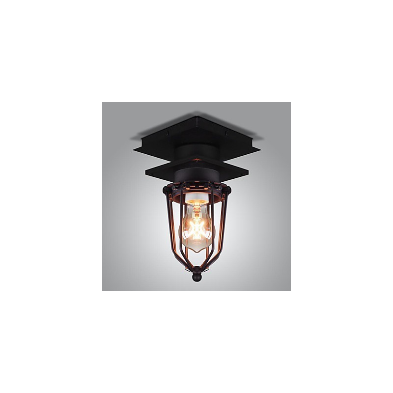 Retro kovaná nástěnná lampa Jednohlavá starožitná připomínaná lampa Loft American Iron Vintage Small Cages Stropní lampa