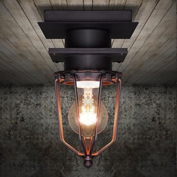 Retro kovaná nástěnná lampa Jednohlavá starožitná připomínaná lampa Loft American Iron Vintage Small Cages Stropní lampa
