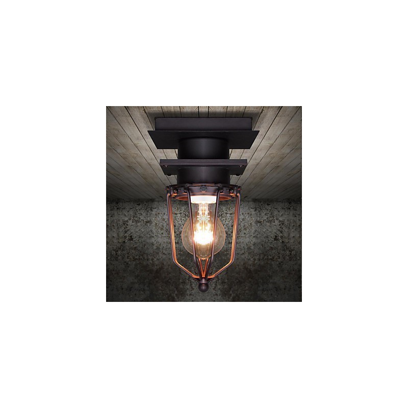 Retro kovaná nástěnná lampa Jednohlavá starožitná připomínaná lampa Loft American Iron Vintage Small Cages Stropní lampa