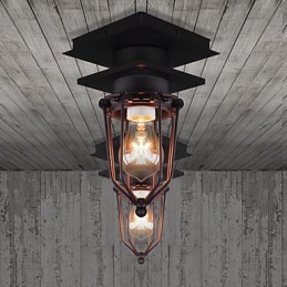 Retro kovaná nástěnná lampa Jednohlavá starožitná připomínaná lampa Loft American Iron Vintage Small Cages Stropní lampa