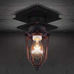 Retro kovaná nástěnná lampa Jednohlavá starožitná připomínaná lampa Loft American Iron Vintage Small Cages Stropní lampa