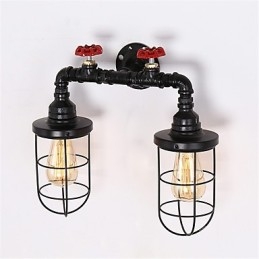 2 Heads Retro Industrial Pipe Nástěnná svítidla Jednoduché Loft Černá Klec Kovová Jídelna Kuchyň Bar Kavárna Dekorační osvětlení
