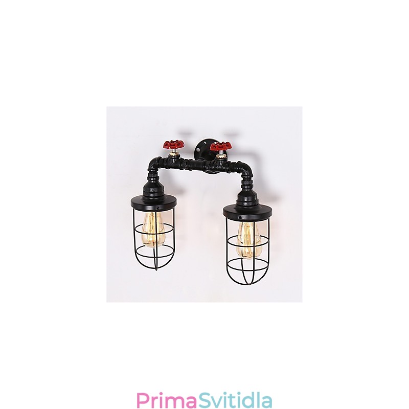2 Heads Retro Industrial Pipe Nástěnná svítidla Jednoduché Loft Černá Klec Kovová Jídelna Kuchyň Bar Kavárna Dekorační osvětlení