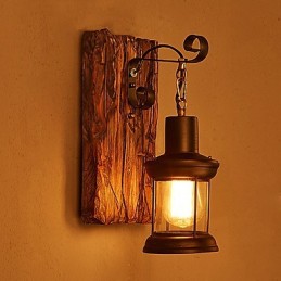 Nástěnná nástěnná lampa s jednou hlavou industriální vintage retro dřevěná barva na kov pro dekoraci nástěnného svítidla Home Hotel Corridor