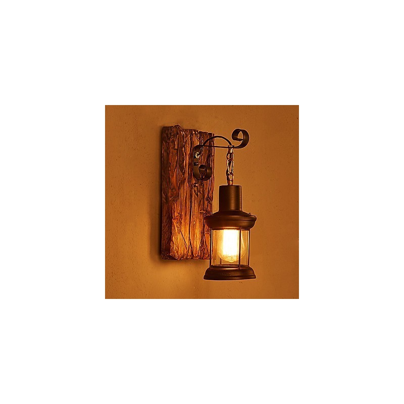 Nástěnná nástěnná lampa s jednou hlavou industriální vintage retro dřevěná barva na kov pro dekoraci nástěnného svítidla Home Hotel Corridor