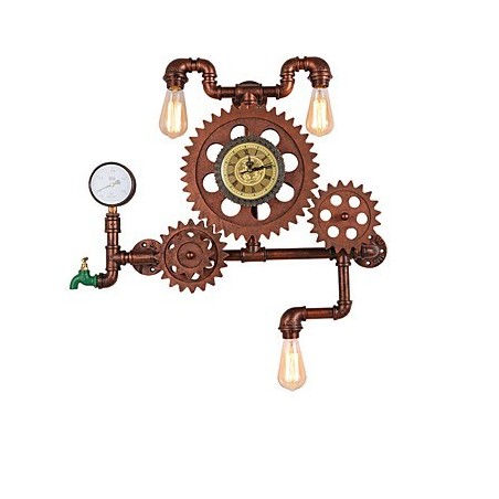 Vintage Industrial Pipe Nástěnná svítidla Dřevo Tvar ozubeného kola Kreativní otočná světla Restaurace Kavárna Bar Dekorační osvětlení Vintage Industrial Pipe Nástěnná svítidla Dřevo Tvar ozubeného kola Kreativní otočná světla Restaurace Kavárna Bar Dekorační osvětlení