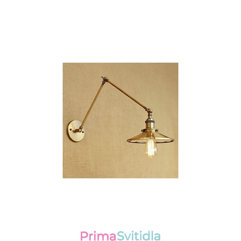 Rustic Lodge Country Retro galvanicky pokovená funkce pro okolní světlo s otočným ramenem v mini stylu