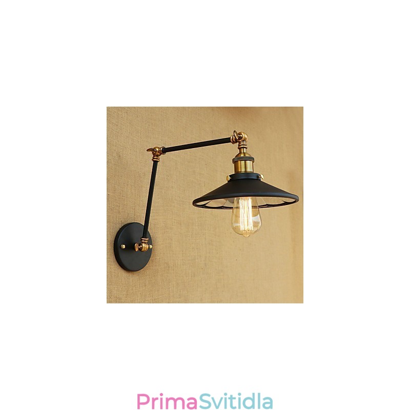 Rustic Lodge Country Retro galvanicky pokovená funkce pro okolní světlo s otočným ramenem v mini stylu