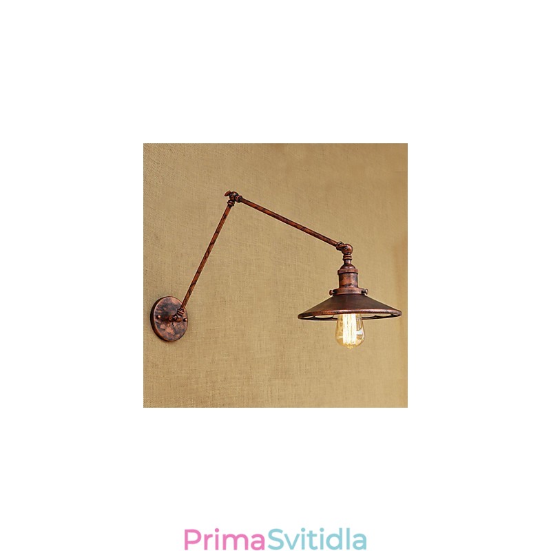 Rustic Lodge Country Retro galvanicky pokovená funkce pro okolní světlo s otočným ramenem v mini stylu