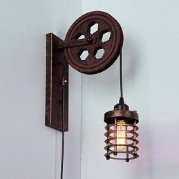 Industriální retro železná nástěnná lampa Creative Personality Lift Kladka Wall Lamp