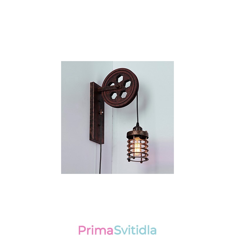 Industriální retro železná nástěnná lampa Creative Personality Lift Kladka Wall Lamp