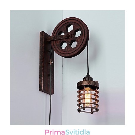 Industriální retro železná nástěnná lampa Creative Personality Lift Kladka Wall Lamp Industriální retro železná nástěnná lampa Creative Personality Lift Kladka Wall Lamp