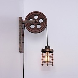 Industriální retro železná nástěnná lampa Creative Personality Lift Kladka Wall Lamp