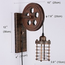 Industriální retro železná nástěnná lampa Creative Personality Lift Kladka Wall Lamp