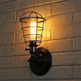 S vypínačem Vintage 1 Lehký Průmysl Černá Kovová Klec Loft Nástěnná lampa Obývací pokoj Jídelna Chodba Kavárna Bary Bar Nástěnné svítidlo