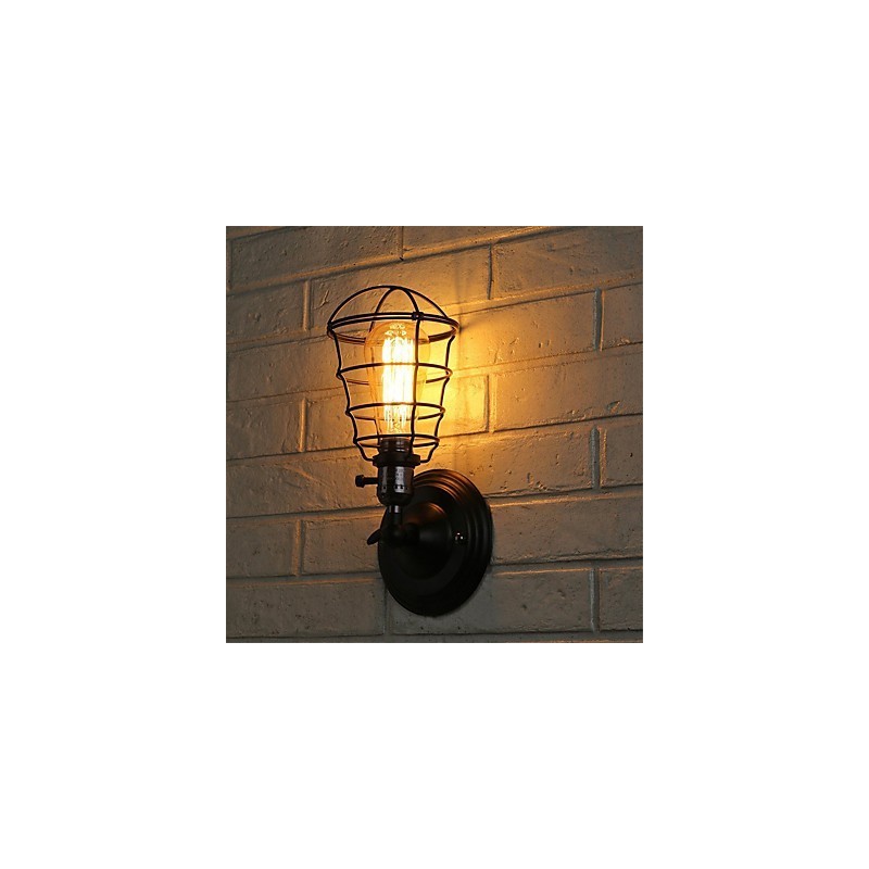 S vypínačem Vintage 1 Lehký Průmysl Černá Kovová Klec Loft Nástěnná lampa Obývací pokoj Jídelna Chodba Kavárna Bary Bar Nástěnné svítidlo