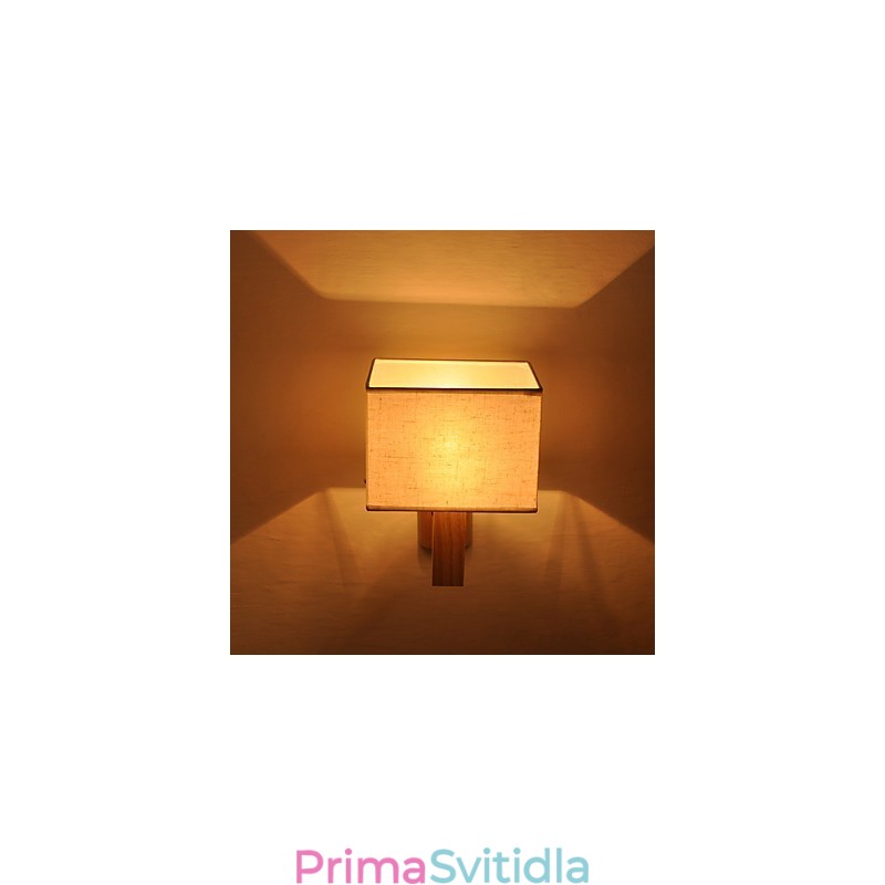 Jednoduchá nástěnná lampa Noční stolní lampa s látkovým stínidlem a masivním dřevem do ložnice Komoda Obývací pokoj Dětský pokoj