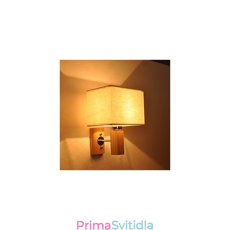 Jednoduchá nástěnná lampa Noční stolní lampa s látkovým stínidlem a masivním dřevem do ložnice Komoda Obývací pokoj Dětský pokoj