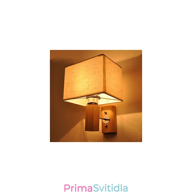 Jednoduchá nástěnná lampa Noční stolní lampa s látkovým stínidlem a masivním dřevem do ložnice Komoda Obývací pokoj Dětský pokoj