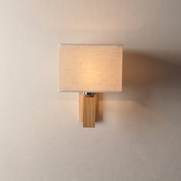 Jednoduchá nástěnná lampa Noční stolní lampa s látkovým stínidlem a masivním dřevem do ložnice Komoda Obývací pokoj Dětský pokoj