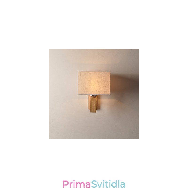 Jednoduchá nástěnná lampa Noční stolní lampa s látkovým stínidlem a masivním dřevem do ložnice Komoda Obývací pokoj Dětský pokoj