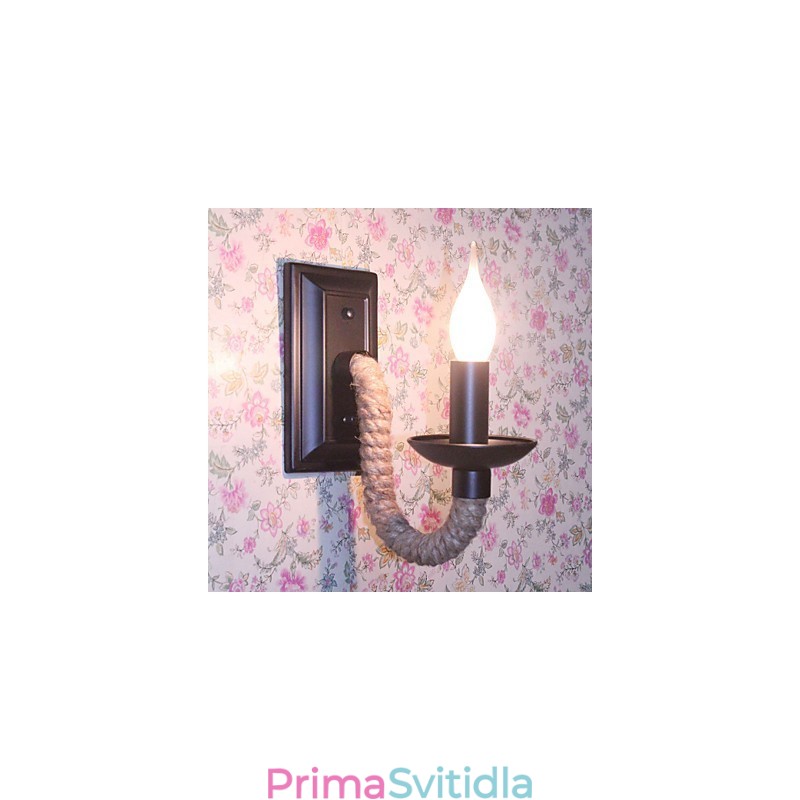 Konopné lano Retro nástěnná lampa Creative Personality Bar Iron Candle Lampa
