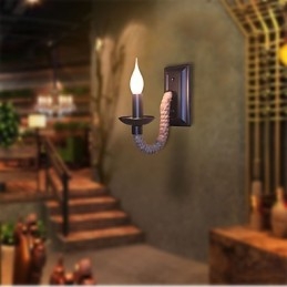 Konopné lano Retro nástěnná lampa Creative Personality Bar Iron Candle Lampa