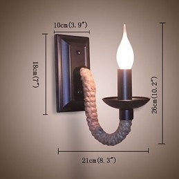 Konopné lano Retro nástěnná lampa Creative Personality Bar Iron Candle Lampa