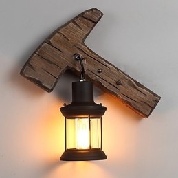 Nástěnná nástěnná lampa s jednou hlavou industriální vintage retro dřevěná barva na kov pro dekoraci nástěnného svítidla Home Hotel Corridor